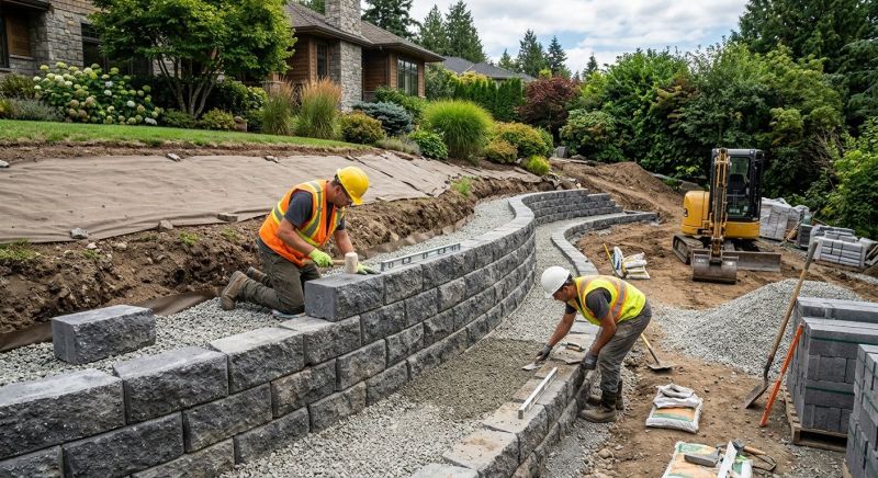 Block Retaining Wall Installation in Clermont, FL