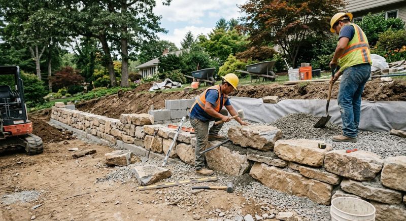 Block Retaining Wall Installation in Deland, FL